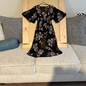 Floral Black Tunic Top